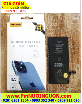 Pin iPhone 6G; Pin di động iPhone 6G (2200mAh, 3.7V-3.85V, dòng sạc 4A) chính hãng |BẢO HÀNH 18 tháng